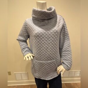 Orvis Powder Blue Women’s Popover Quilted Cowl Neck Sweater Jacket, Large